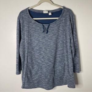 Weekends by Chico’s Casual Top XL 3 Blue Stretchy Pockets